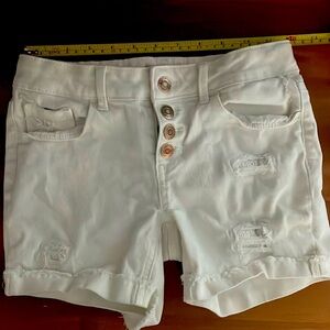 SO big girls size 10 white denim distressed stretch shorts EUC